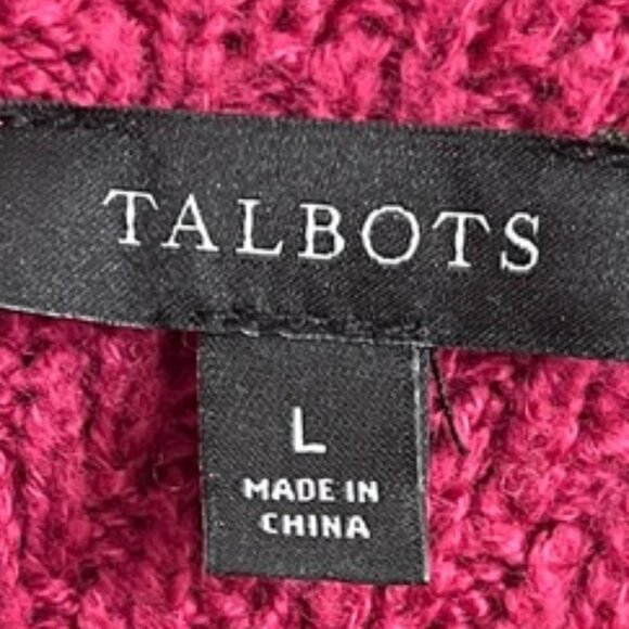 Talbots Raspberry Waffle Knit Crewneck Pullover Sweater Large - Picture 7 of 8